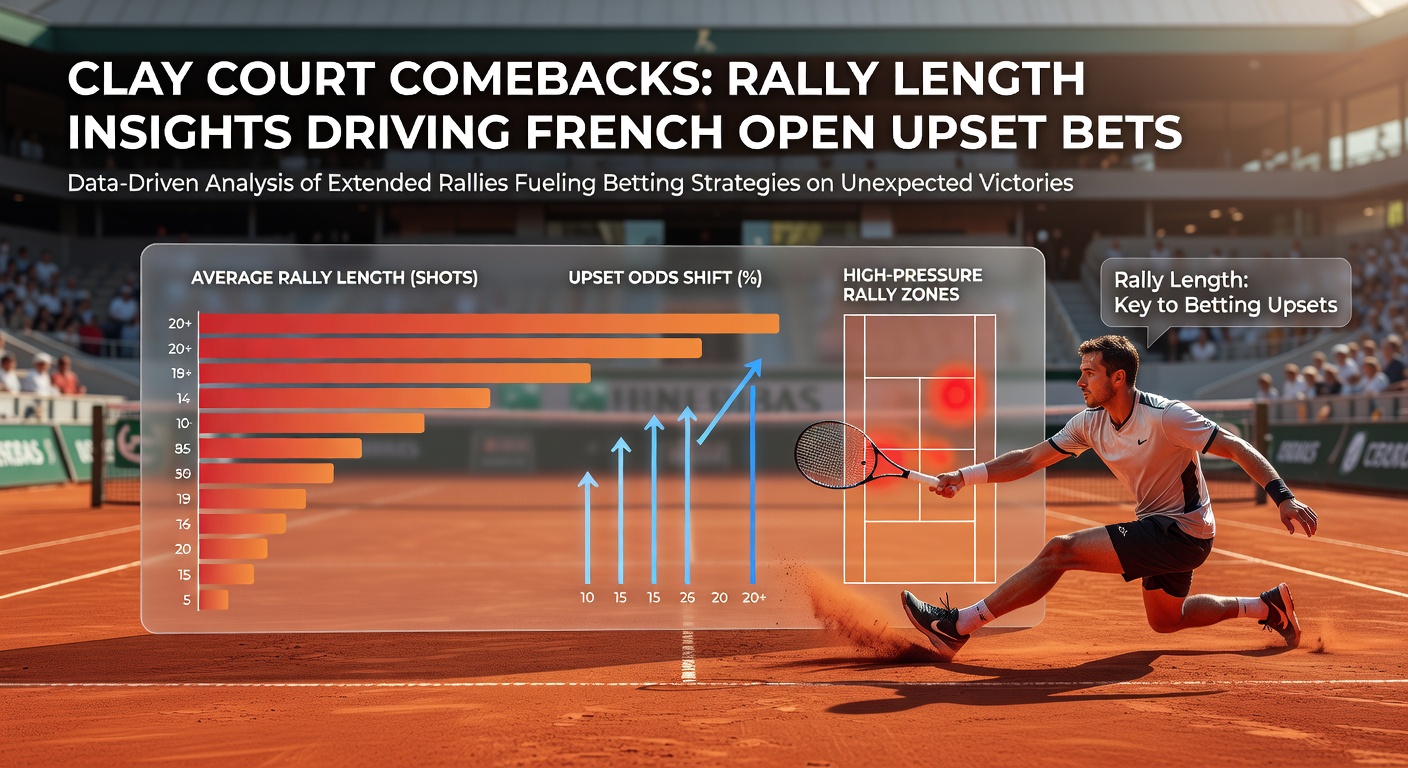 A dramatic comeback moment on clay, with a player celebrating after saving match point in a lengthy rally at the French Open, crowd in the background roaring