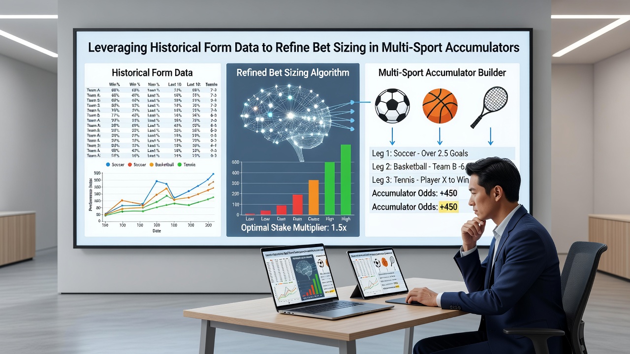 Diagram illustrating bet sizing adjustments derived from multi-sport historical datasets