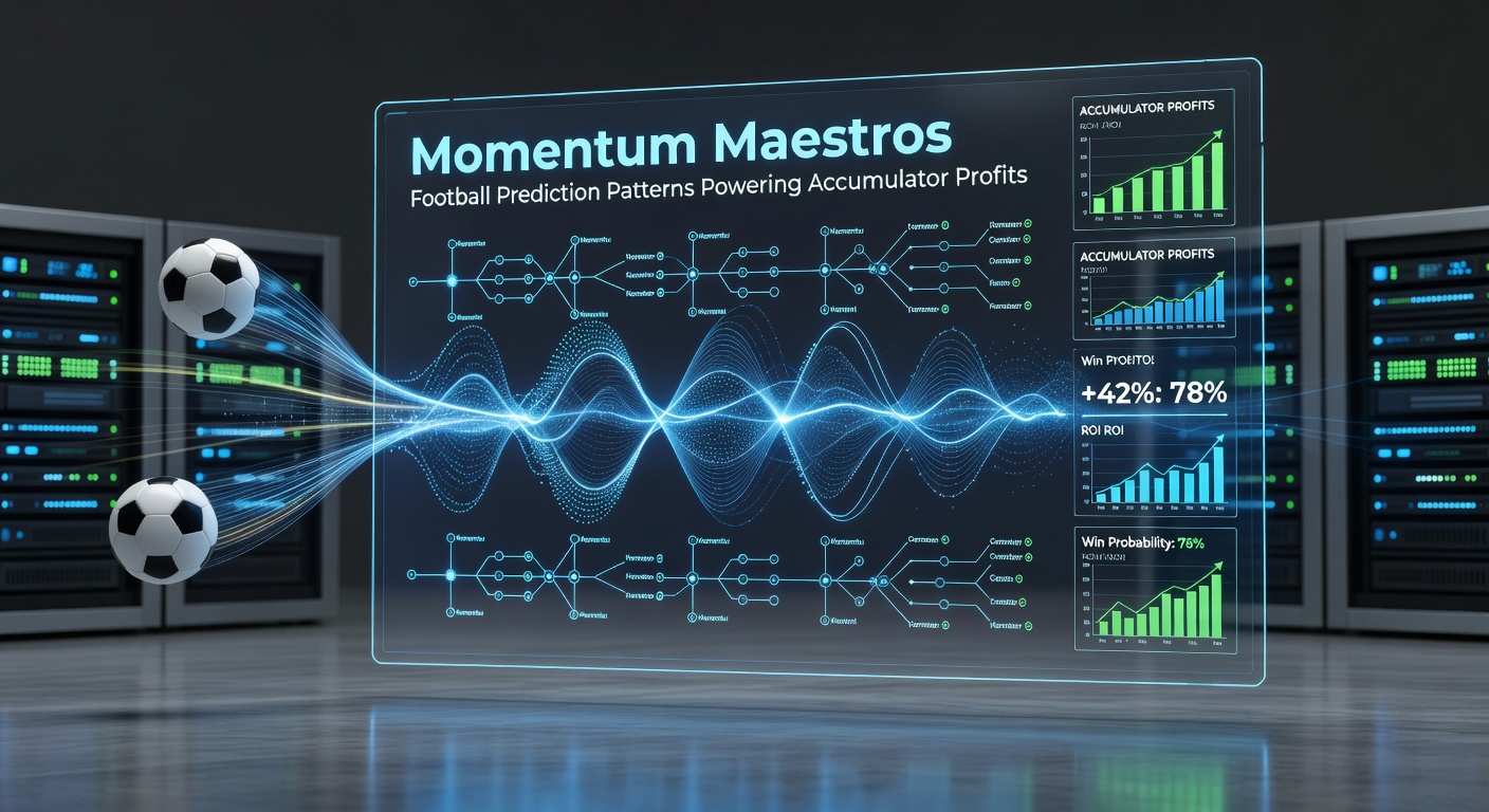 Infographic breaking down momentum patterns in top European leagues, highlighting win probabilities and accumulator yield curves from 2025 data