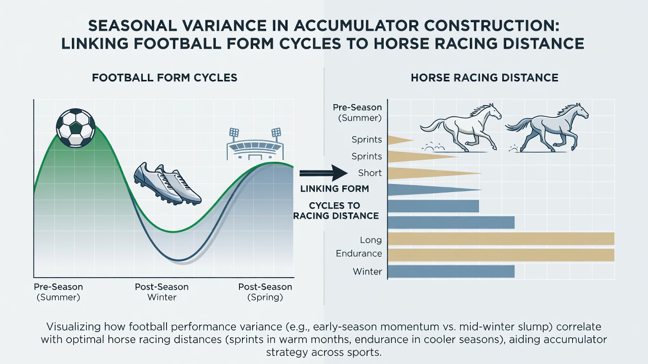 Infographic illustrating cross-code bankroll allocation percentages between football and horse racing during different months