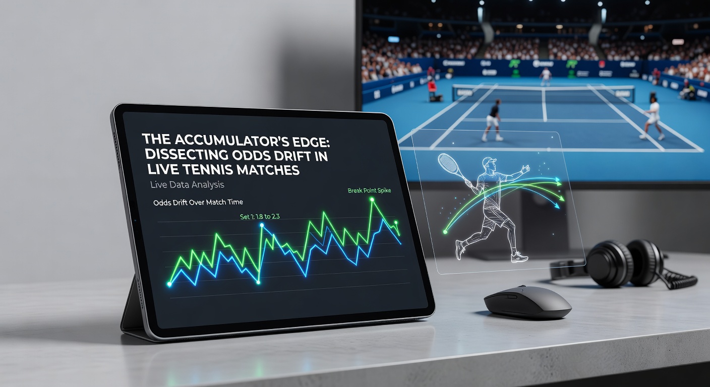 Live tennis scoreboard with overlaid odds drift chart from a recent ATP match, illustrating mid-set price swings
