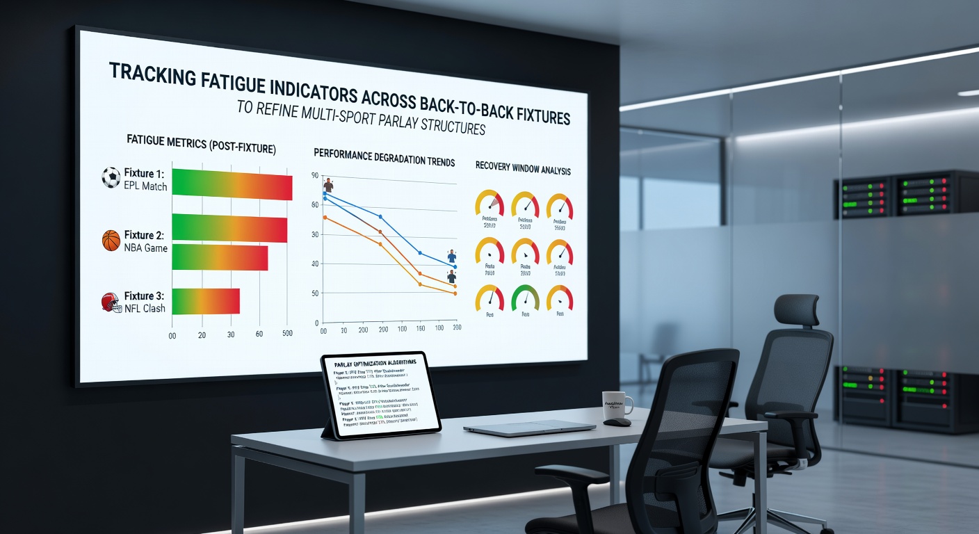 Data dashboard displaying fatigue metrics and parlay adjustments across sports